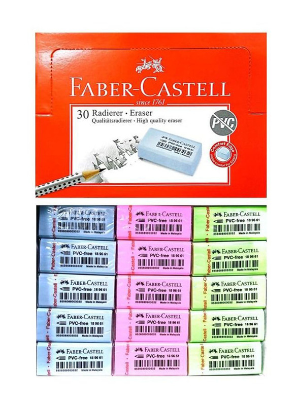 Faber-Castell 30-Piece Radierer Eraser, Multicolour