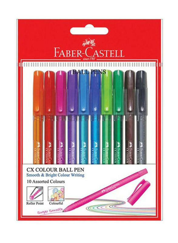 Faber-Castell 10-Piece CX Ball Pen Set, Multicolour