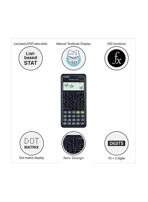 Casio 2nd Edition Function Scientific Calculator, Fx-82ES PLUS-2WDTV, Black