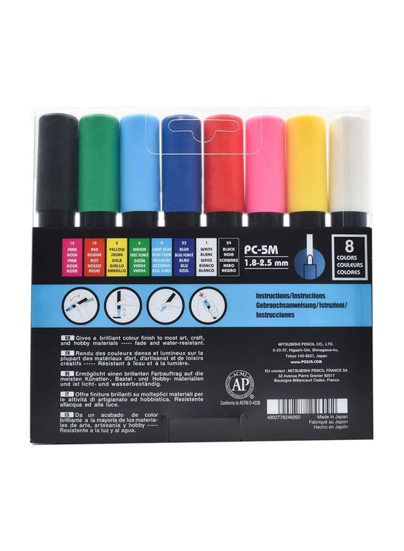 Uni Posca Paint Marker Pen, 8 Pieces, Multicolour