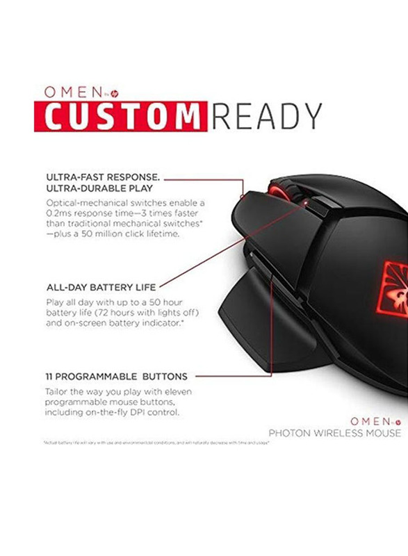 HP Photon Qi Charging Wireless Gaming Mouse, Black