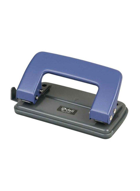 

Deli Double Hole Paper Punch, Black/Blue