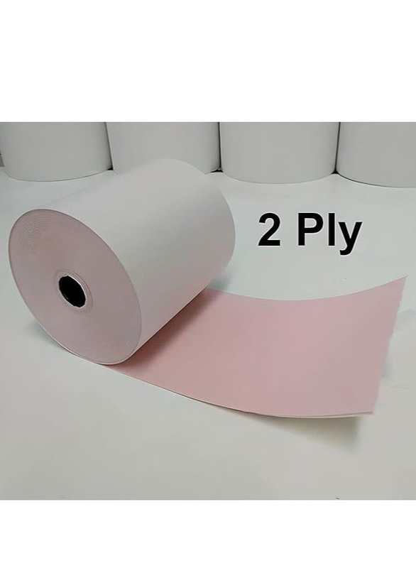 2Ply Premium Paper Receipt Rolls , 20 Pieces, 76 x 70mm, Pink/White