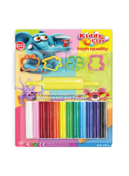 Kiddy Clay 12 Colour + 4 Mould Modelling Clay Set, Multicolour