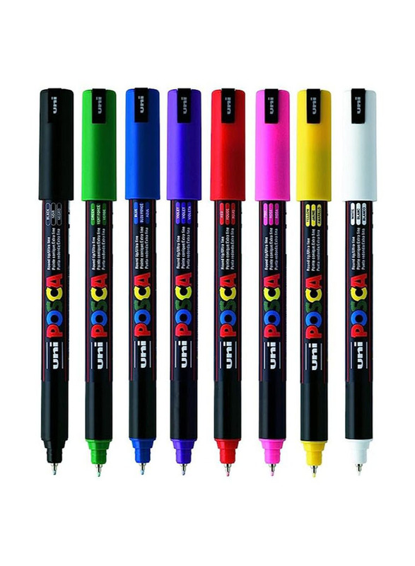 Posca Water-Based Extra Fine 1mr Paint Markers Set, 8 Pieces, Multicolour