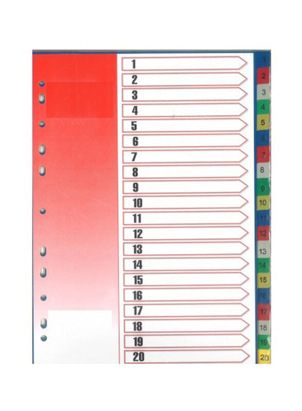 

Deluxe Amt Index Divider With Number, 20 Pieces, BTS4-032, Multicolour