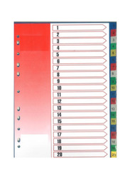 Deluxe Amt Index Divider With Number, 20 Pieces, BTS4-032, Multicolour