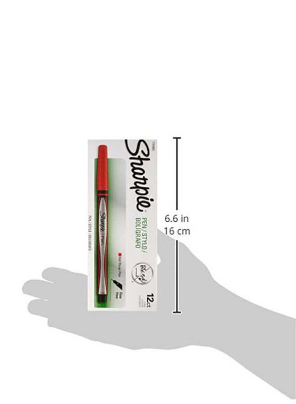 Sharpie 12-Piece Fine Tip Grip Pen, Red