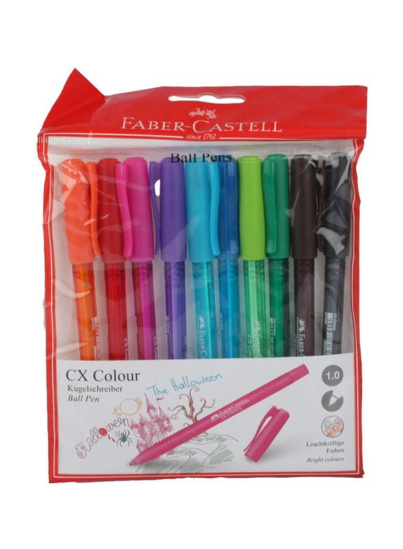 Faber-Castell 10-Piece Cx Colour Ball Pen Set, Multicolour