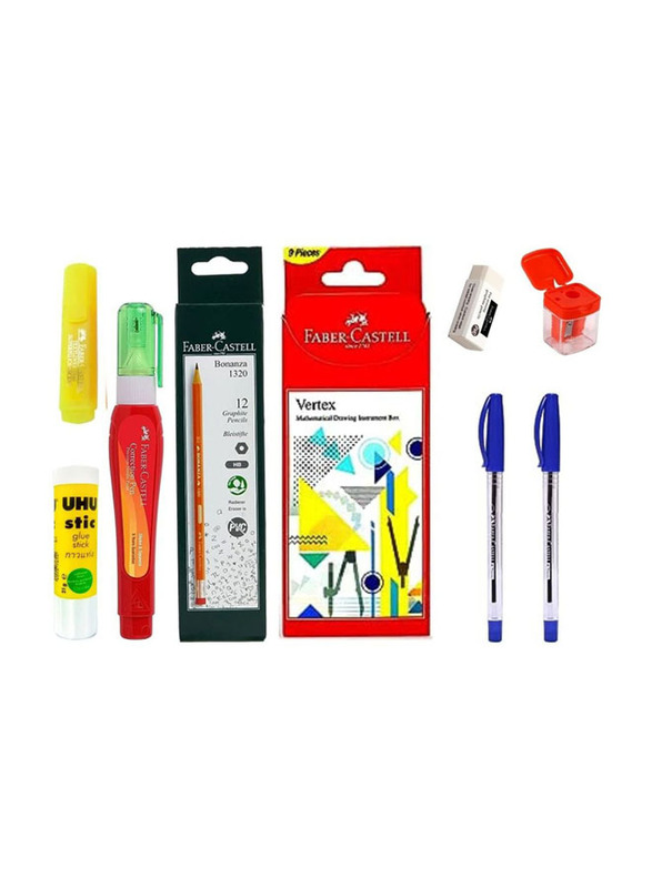 Faber-Castell 28-Piece School Stationery Value Pack, Assorted Colors