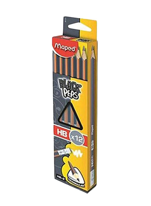 Maped 12-Piece HB Pencil Set, Black