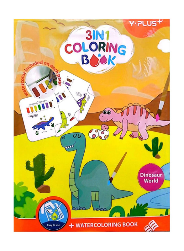 3-in-1 Water Colouring Book - Dinosaur World, By: YPlus