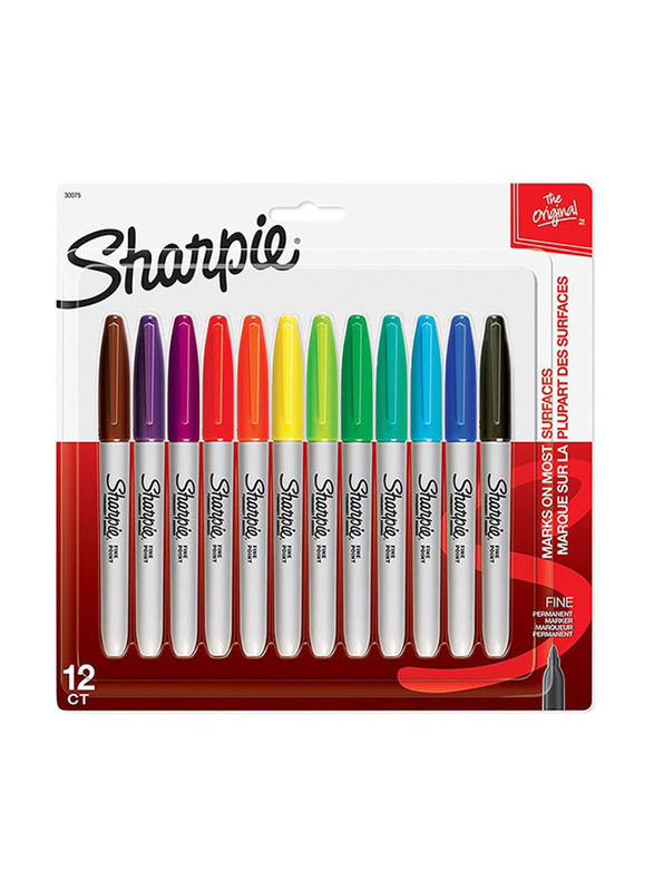 Sharpie 12-Piece Fine Point Permanent Marker Set, Multicolour