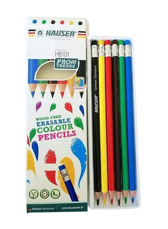 

Hauser Erasable Colour Pencils Set, 6 Pieces, Multicolour