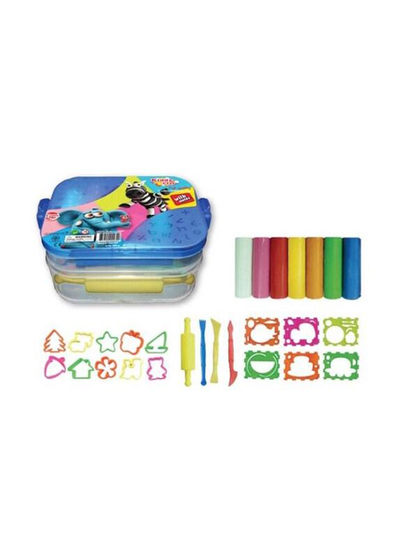 Kiddy Clay 7 Colours and 16 Moulds Modelling Clay Set, Multicolour