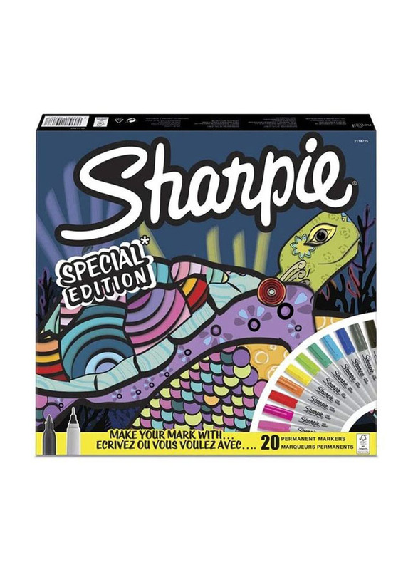 Sharpie 20-Piece Special Edition Permanent Marker Turtle Pack, Multicolour