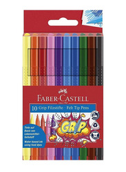 Faber-Castell Grip Felt Tip Pens, 10 Pieces, Multicolour
