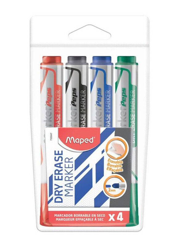 

Maped Helix USA 4-Piece Dry Erase Marker Set, Blue/Green/Black