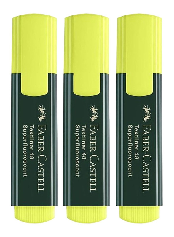 Faber-Castell 3-Piece Chisel Tip Highlighter, Yellow