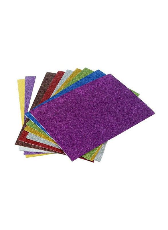 Eva A4 Foam Glitter Sheet, 10 Pieces, Yellow/Green/Blue