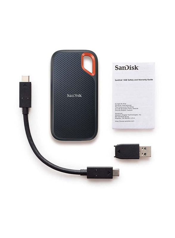 SanDisk 500GB SSD Extreme USB-C External Portable Hard Drive, USB 3.2, SDSSDE61-500G-G25, Black