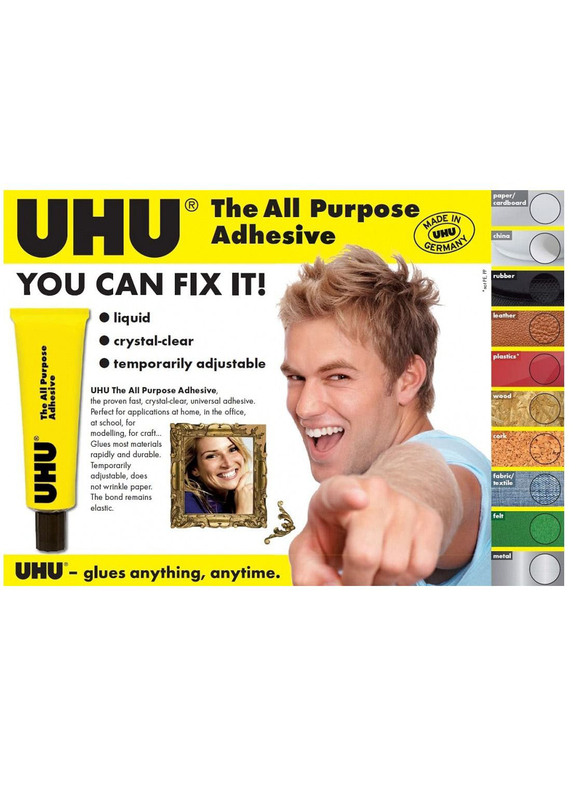 UHU All Purpose Adhesive, 20ml, Yellow/Black