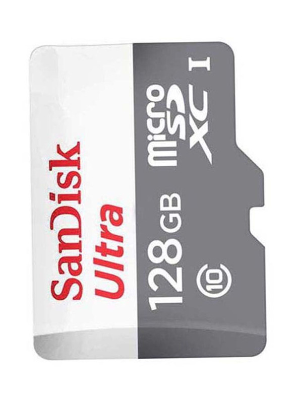 SanDisk 128GB Ultra MicroSDXC Memory Card, SDSQUNR-128G-GN6MN, Grey/White