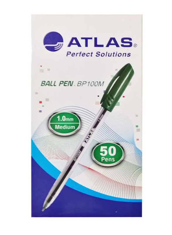 Atlas 50-Piece Fine Ballpoint Pen Set, 1.0mm, Green