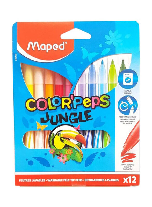 

Maped Jungle Felt Tip Colour Pen Set, 12 Pieces, Multicolour