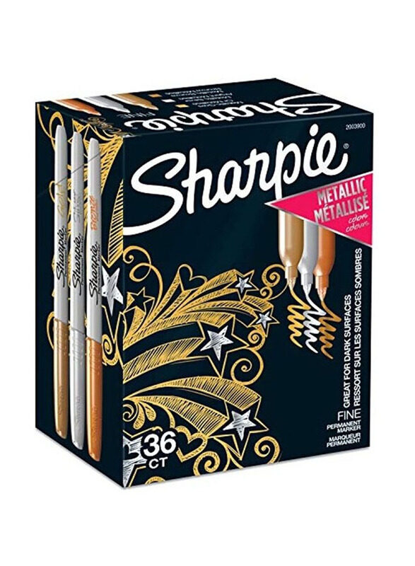 Sharpie 36-Piece Fine Point Metallic Permanent Marker, Multicolour