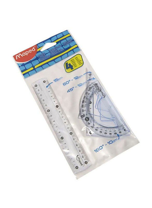 Maped 4-Piece Crystal Mini Rulers, Clear