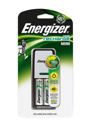 Energizer Mini Battery Charger with AA Battery Set, 3 Pieces, Silver