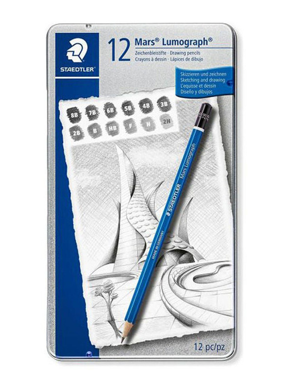 Staedtler 12-Piece Metal Case High Quality Drawing Pencil, Multicolour