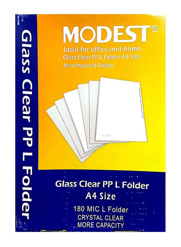 Modest L-Shape Folder, MS310, 100 Pieces, A4 Size, Clear