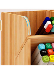 Wooden Pen Holder Storage Box, Brown