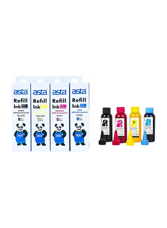 Asta Universal Multicolour Printer Ink Bottles, 100ml