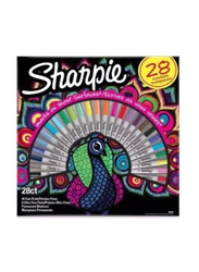 Sharpie 28-Piece Peacock Design Permanent Marker Set, Multicolour