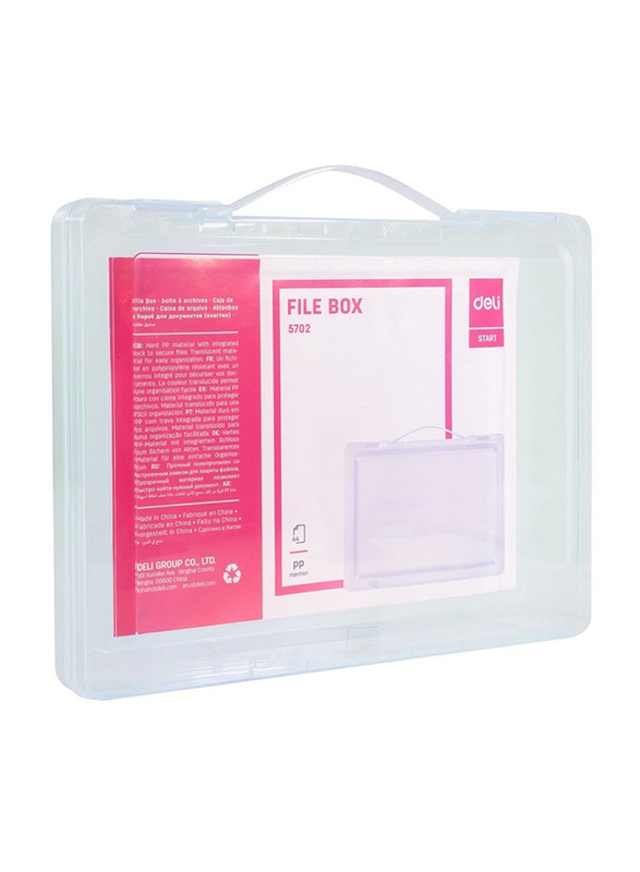 Deli A4 Document File Box with Handle, White