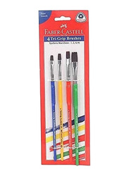 Faber-Castell Tri Grip Flat Paint Brush Set, 4 Pieces, Multicolour