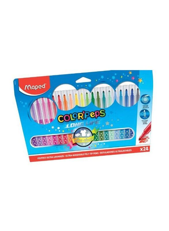 

Maped Long Life Felt Tip Colour Peps Pens Set, 24 Pieces, Multicolour