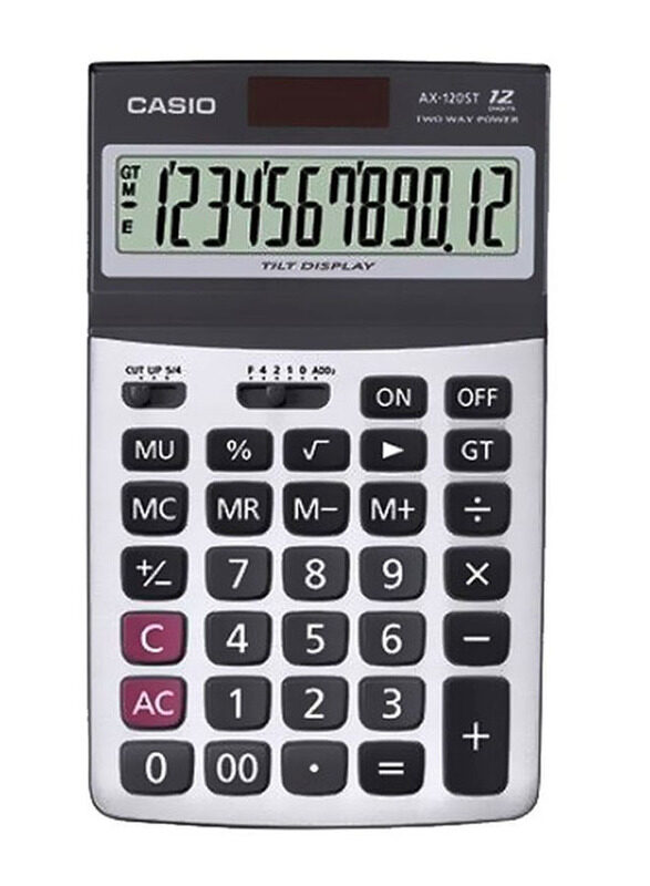 Casio Basic Calculator, Ax-120ST, Black/Silver