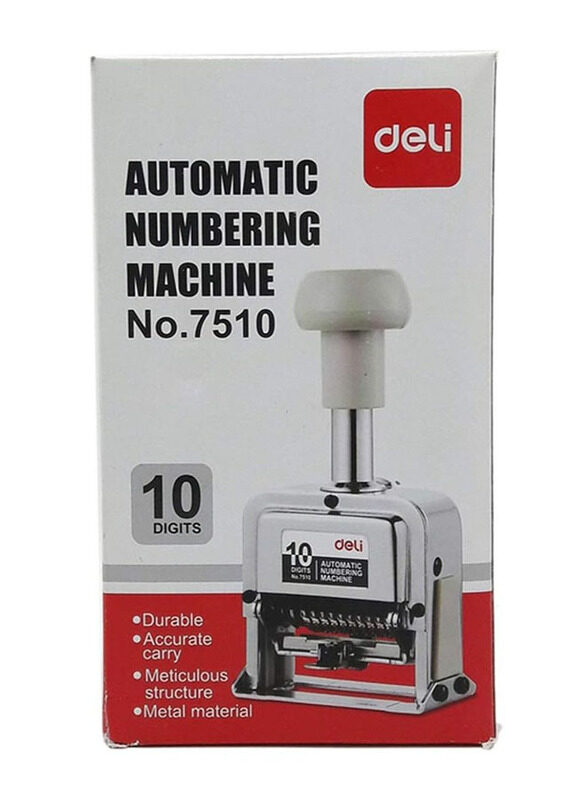 

Deli 10-Digit Numbering Machine with Auto Shifting Mechanism, 7510, Multicolour