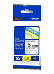 Brother P-Touch Laminated Tape, 6mm, Black/White