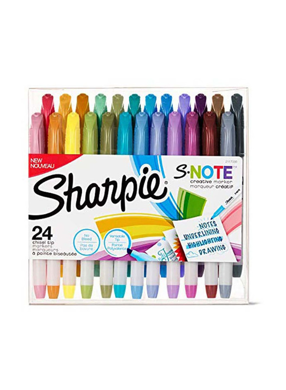 Sharpie 24-Piece S-Note Chisel Tip Creative Markers, Multicolour
