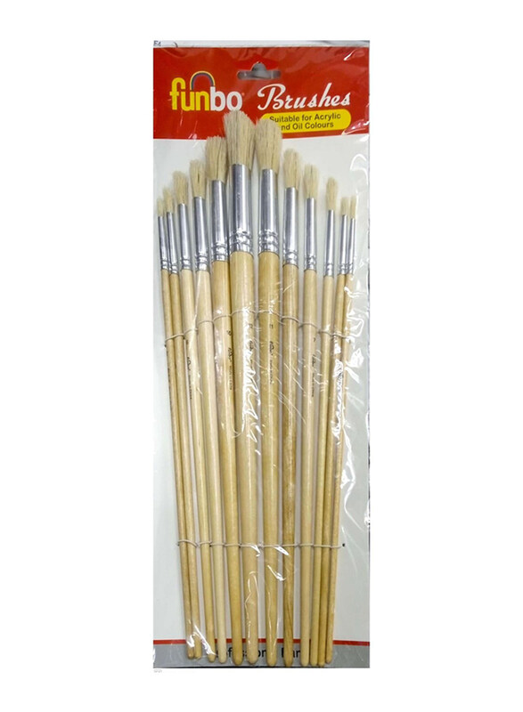 Funbo Brushes Set, 12 Pieces, Beige/Silver