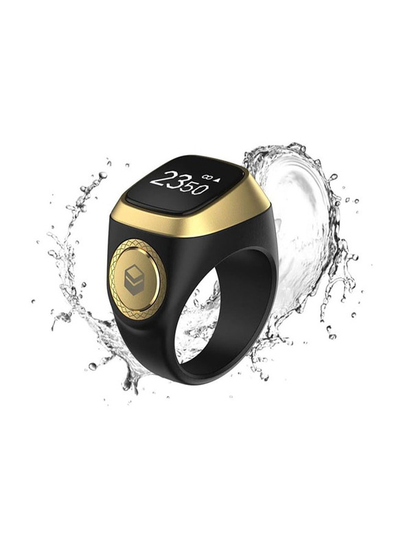 iQibla Tasbih Zikr Smart Ring with Prayers Notifications, M/L, Black