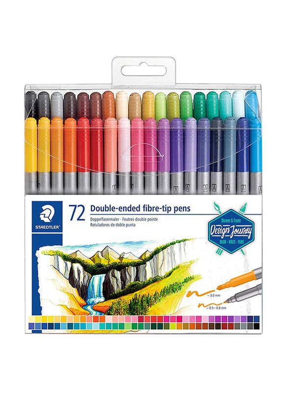 Staedtler 72-Piece Double-End Fibre-Tip Pens Set, Multicolour