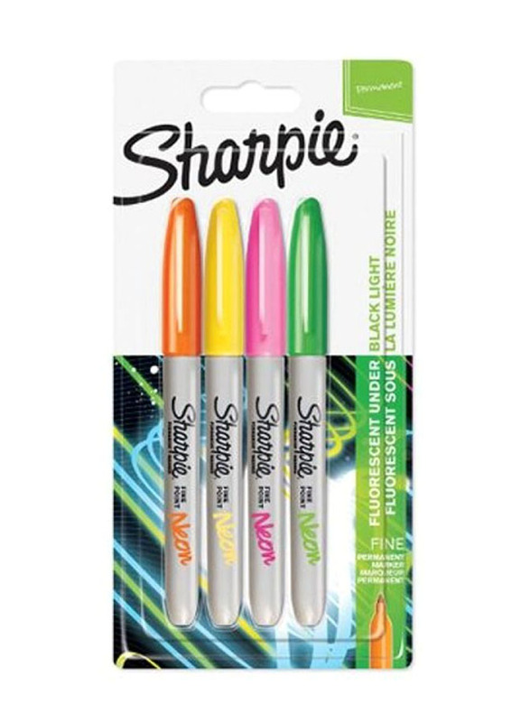 Sharpie 4-Piece Neon Permanent Marker Set, Multicolour