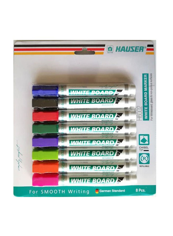 Hauser 8-Piece Dry Erasable Whiteboard Marker Pen Set, Multicolour