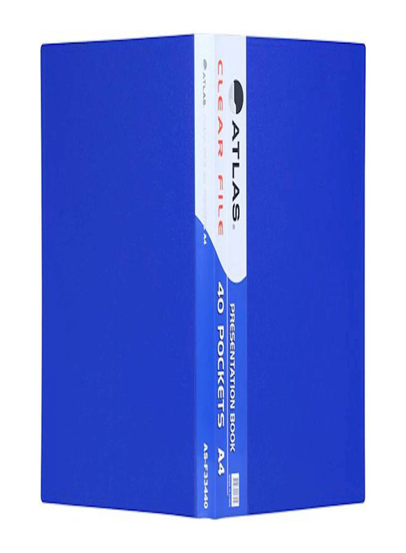 Atlas 40 Pockets A4 Size File Presentation Book, Atcl009, Blue